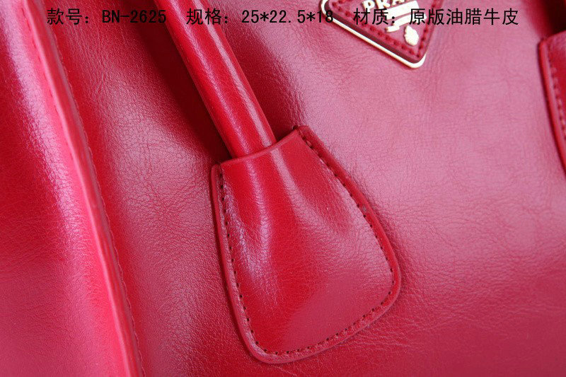 2014 Prada Calf Leather Tote Bag BN2625 red